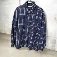 SENSE OF PLACE チェック柄長袖シャツ ネイビー Mサイズのサムネイル