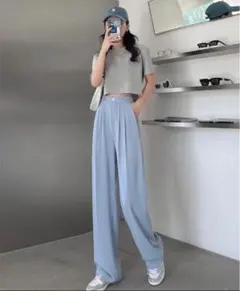 [syvent] レディース スラックス 9分丈 ロングパンツ サイズ:L