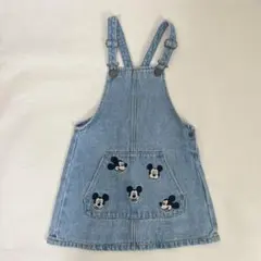 ZARA デニムジャンバースカート 110 4-5歳 ミッキー刺繍 サロペット