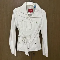 GUESS ホワイト ベルト付きライダースジャケットのサムネイル