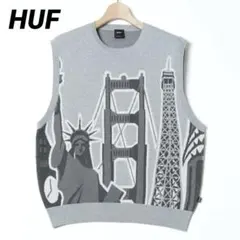 HUF ハフ WORLD TOUR SWEATER VEST ジレ ベスト 美品のサムネイル
