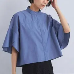 グリーンレーベルリラクシング　フレアスリーブ クロップド　シャツ　ブルのサムネイル