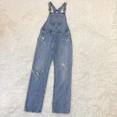 ギャップキッズ　オーバーオール　(XXL)　青系　ダメージ加工　サロペット