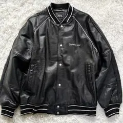 【希少XL 極美品】ZARA ザラ　レザージャケット　ブルゾン　水牛革　黒