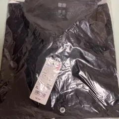 エアリズムコットンフルオープンポロシャツ　ブラック　XL