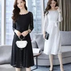 レディース ワンピース 結婚式 二次会 ブラック パーティードレス　ブラック