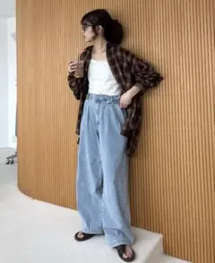 チャオパニックティピー　デニムワイドパンツ 接触冷感　Mのサムネイル