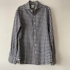 美品　フィナモレ　チェックネルシャツ　紺×白　Mサイズのサムネイル