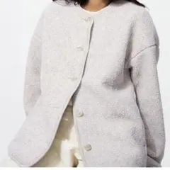 ユニクロ　UNIQLO ボア ジャケット アウター グレー キレイめ カジュアル