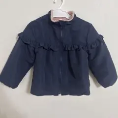 フリル付きネイビーボアジャケット