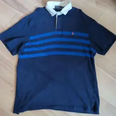 Polo Ralph Lauren ラガーポロシャツ 半袖 ブルー ボーダー