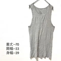 グレー ノースリーブタンクトップ L 古着　インナー　カジュアル　無地　シンプル