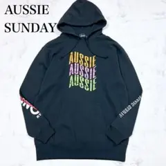〇 AUSSIE SUNDAY パーカー プルオーバー ブラック