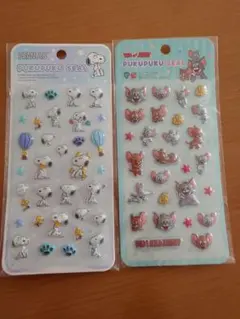 【新品】ぷくぷくシール　立体シール　スヌーピー　トムとジェリー　2枚セット