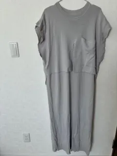 グレー 半袖チュニック ポケット付き サイズONE