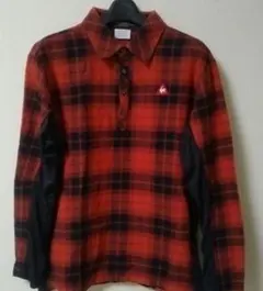 le coq sportifチェック柄 長袖ポロシャツLL