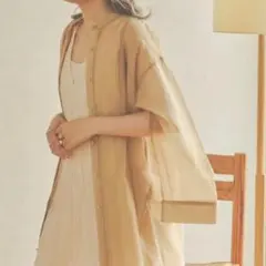 ambre neige 袖スリットシアーシャツ ベージュ 完売品