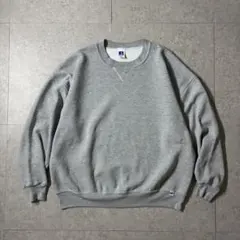 USA製90s ラッセルアスレチック前Vブランクスウェット無地グレーXXL