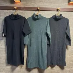 ブラックタートルネックニットワンピース