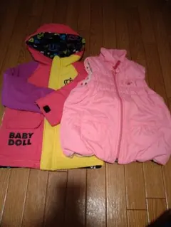 ベビードールアウターリバーシブル&ミキハウスダウンベストリバーシブル