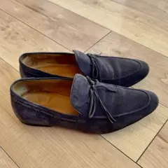 ブルーグレー スエード メンズ ローファー Interessa 26.5cm