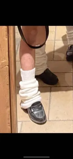 ホワイト レッグウォーマー ニット ルーズソックス