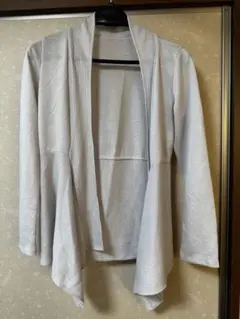 ライトグレー ストライプ ロングカーディガン