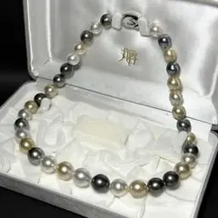 【テリ◎】南洋白蝶真珠 黒蝶真珠 マルチカラー SILVER刻印 ネックレス