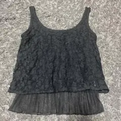 rienda リエンダ タンクトップ ノースリーブ トップス レース あみ 黒