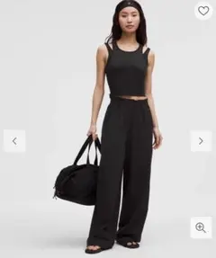 ブラックカジュアルパンツ　ワイドパンツ　ルルレモン