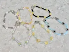 【6本】ビーズブレスレット フラワー 花 韓国