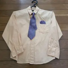 オレンジ 長袖シャツ 120cm ネクタイ付き