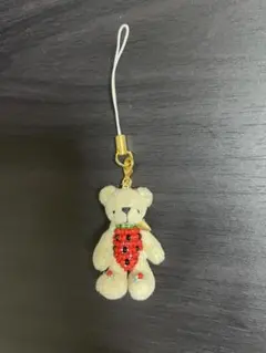 クマのストラップ チャーム マスコット ベア くま イチゴ柄