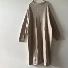 【ユニクロ】ウルトラストレッチウォームワンピース 長袖 裏起毛 XL ベージュ