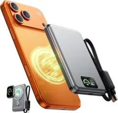 MagSafe対応　超薄型 モバイルバッテリー 軽量 小型　急速充電　マグネット