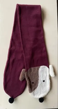 アニマルモチーフマフラー★犬★ワインレッド