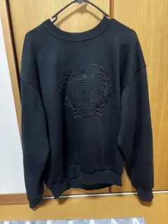 90s adidas オールブラック ビッグロゴ刺繍スウェット