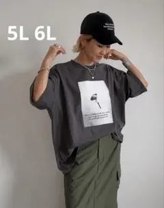 【新品】anna×addCOLOR フォトプリント Tシャツ グレー【5L6L】のサムネイル