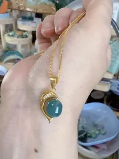 R2M-0756天然石 《本物保証》藍水翡翠 ペンダント ネックレスSV925