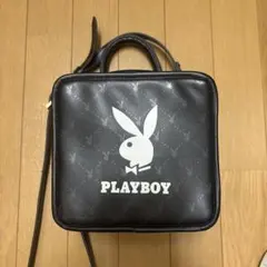 美品　PLAYBOY スクエア ショルダーバッグ ブラック