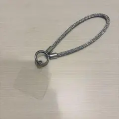 スマホストラップ シルバー キラキラ ビジュー 白