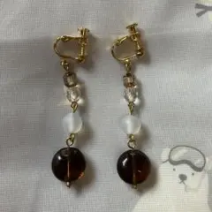 ハンドメイド イヤリング ゴールドカラー ビーズ
