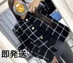 当日発送♡ 【韓国オンニ風ツイードジャケット】ブラック/ホワイト