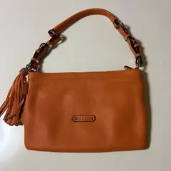 オレンジ レザー バッグ フリンジ付き