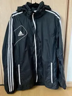 【adidas】フード付きナイロンジャケット ブラック Oサイズ