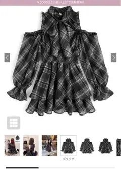 GRL チェック柄ショルダーオープンリボンミニワンピース