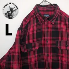 US古着 フランネルシャツ Fadedgroly レッド ブラック L