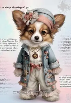 パピヨン 犬 生地 パネル生地 フレンチスタイル