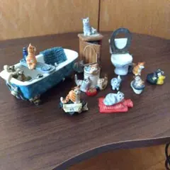 猫の置物セット 陶器製