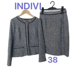 INDIVI ツイードノーカラージャケット インディヴィ卒業式入学式セレモニー